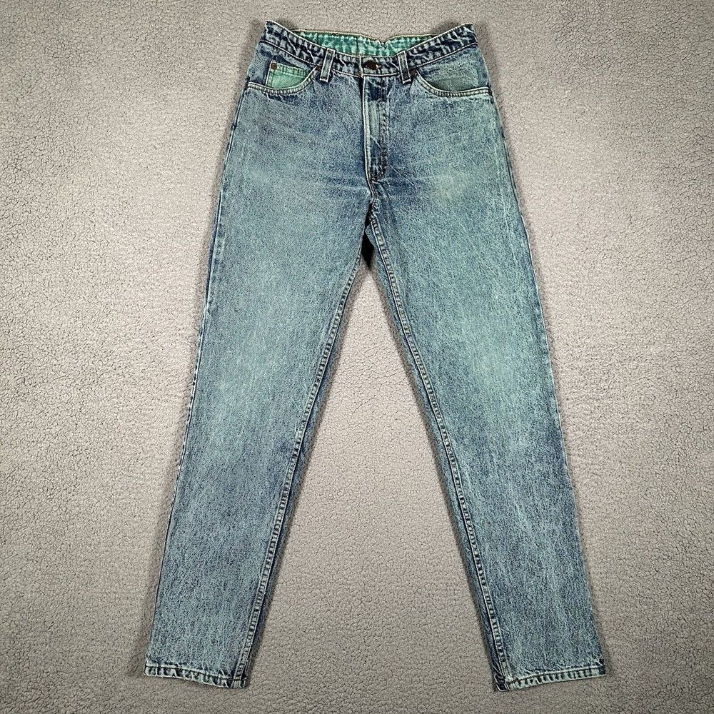 Vintage Levis 575 Jeans Womens 29x32 Blue Light Wash Orange Tab Tapered 70s USA‎